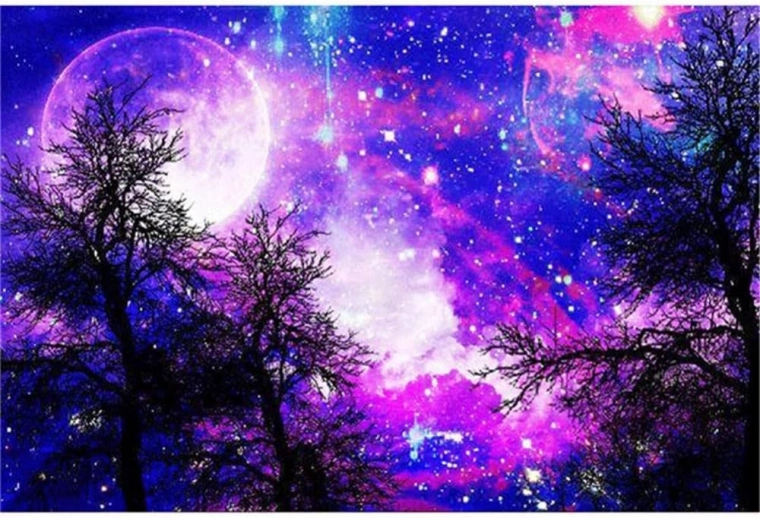 Pittura diamantata Cielo viola 30x40 cm