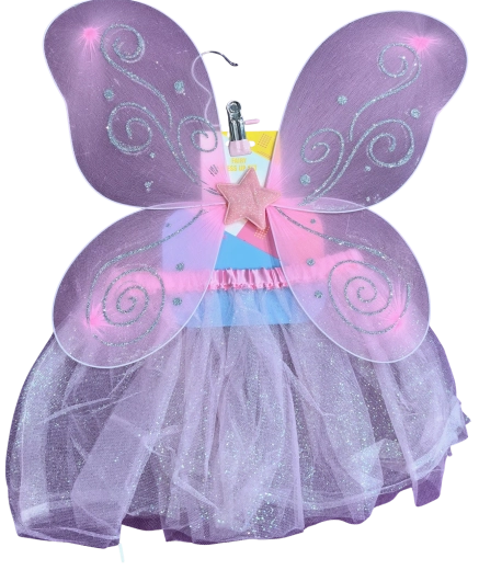 Costume da fatina con ali rosa e gonna tutu - 1 pezzo