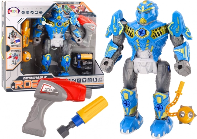 robot avvitabile blu con trapano, luci e suoni