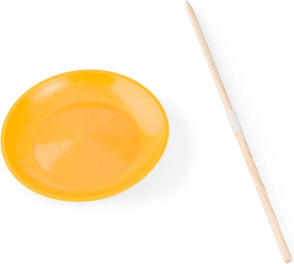 Piatto da giocoleria rotante con asta in legno