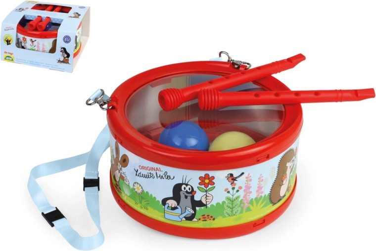 Tamburo di latta Talpa 21 cm con bacchette