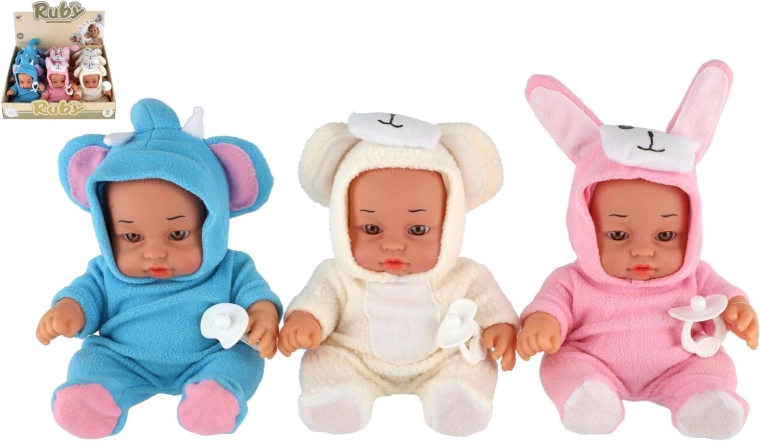 Bambolotto Ruby in tutina di peluche con suono 25 cm (3 varianti)