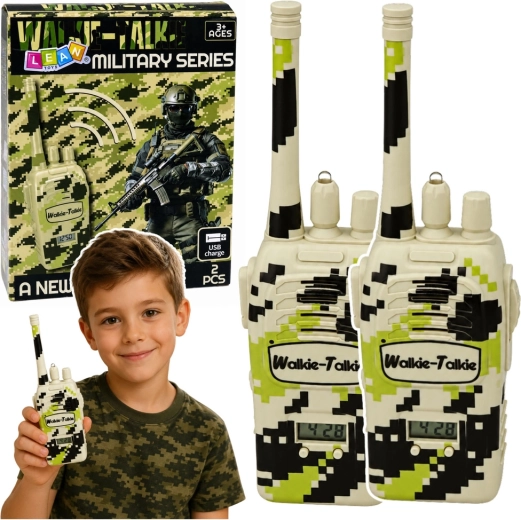 Ricetrasmittenti militari per bambini Walkie‑Talkie con ricarica USB e portata fino a 200 m (2 pz)