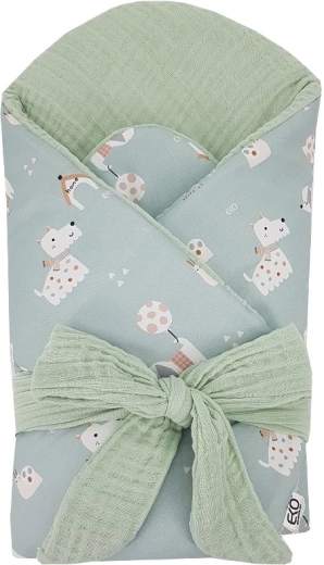 Fasciatoio EKO in mussola con inserto in cocco removibile dogs mint 75 × 75 cm