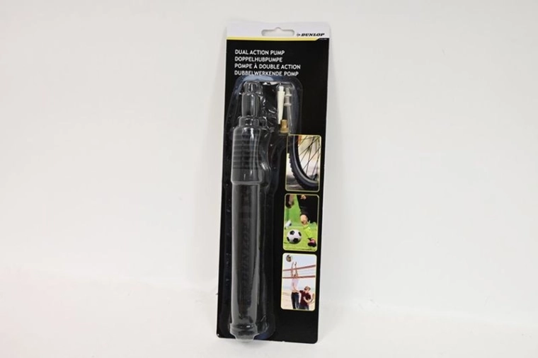 Pompa manuale bidirezionale Dunlop per palloni con ago e accessori 23,5 cm