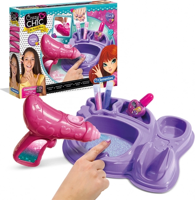 clementoni crazy chic unghie scintillanti – set creativo per decorare le unghie per bambini