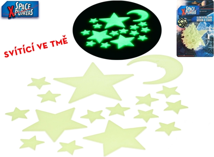 Stelle luminose da parete e soffitto Space Xplorers, 15 pz (4–12 cm)