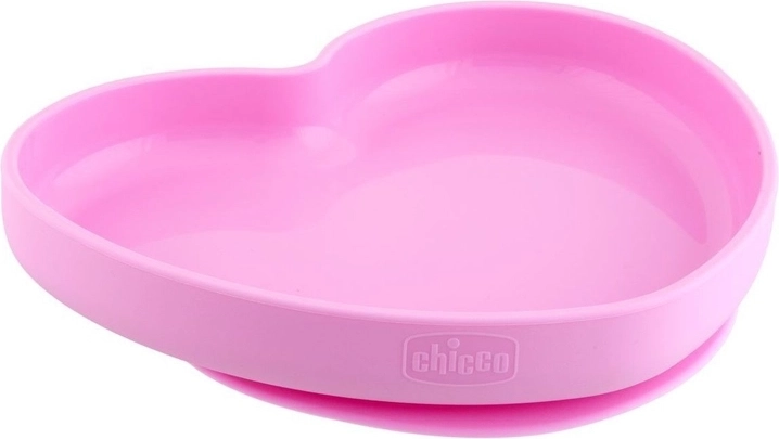 Piatto in silicone Chicco a cuore rosa 9 m+