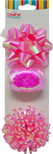 Set regalo rosa con effetto arcobaleno lucido – nastro 10 m e 2 fiocchi