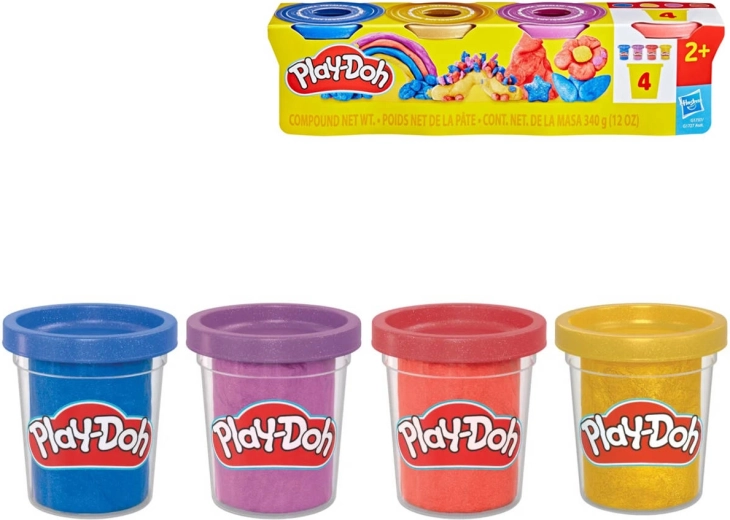 Play-Doh pasta modellabile metallizzata con coriandoli, 4 vasetti