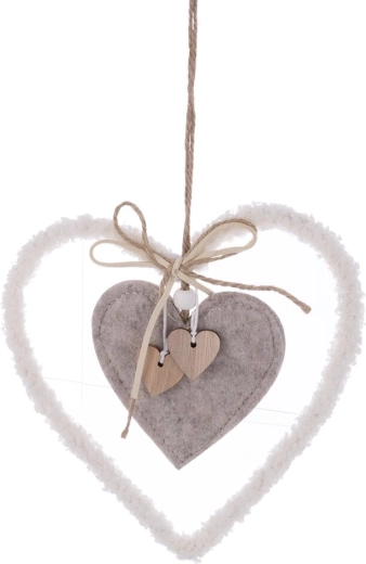 Cuore in tessuto bianco da appendere
