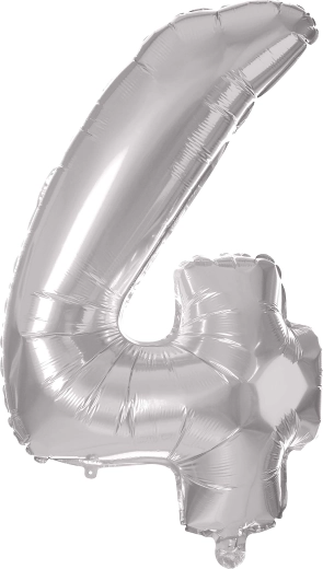 Palloncino in foil cifra 4 30 cm argento TORO