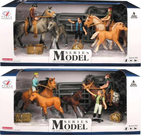 Animali della fattoria – set di cavalli con cavaliere e accessori