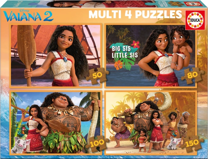 EDUCA Puzzle Vaiana 2, 4v1 (50,80,100,150 pezzi)