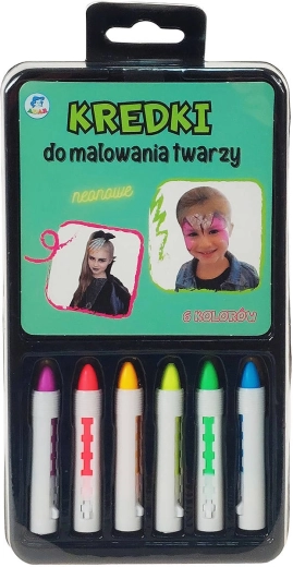 Matite neon per trucco viso per bambini, set da 6 colori