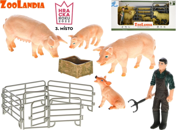 Zoolandia set di figurine da fattoria con cuccioli e accessori