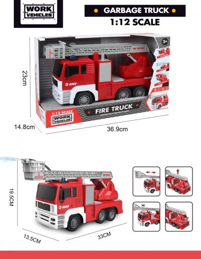 Autopompa dei vigili del fuoco 1:12 con luci, suoni e funzione acqua