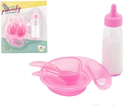 Set per bambole con biberon e stoviglie