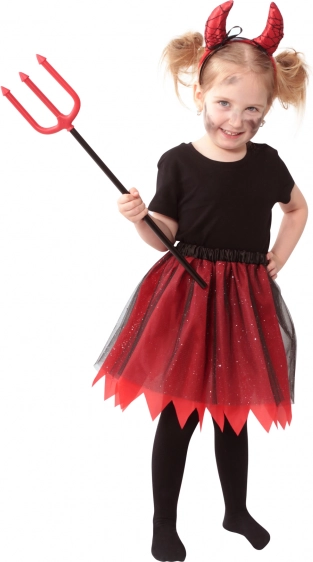Costume da diavoletta tutu per bambine con cerchietto e corna