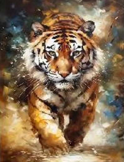Pittura diamantata Tigre che corre 30 × 40 cm