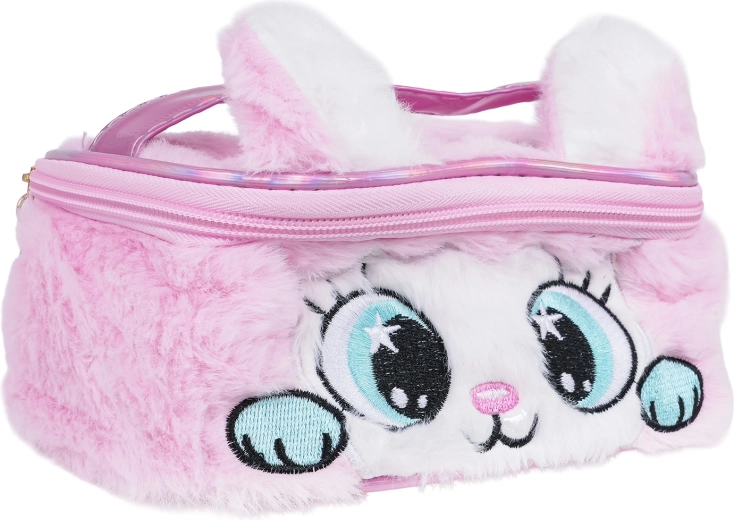 Set di cosmetici per bambini in borsetta a forma di gattino con pon pon