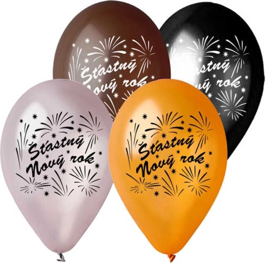Palloncino in lattice metallico Gemar “Felice anno nuovo” 28 cm - 1 pezzo