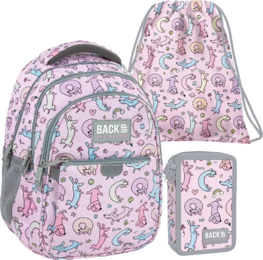 BackUP Cute Dogs set scolastico 3 in 1 – zaino, astuccio attrezzato e sacca