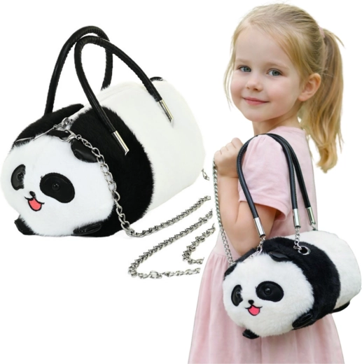 Borsetta per bambini in peluche Panda con catena 20 cm