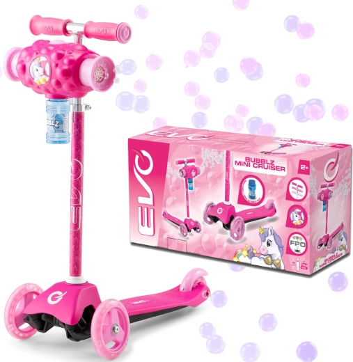 EVO Bubblz Mini Cruiser monopattino a tre ruote per bambini con bolle di sapone rosa