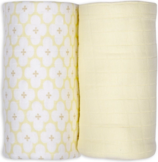 Lodger swaddler in cotone biologico matcha/butter, 2 pz, 110 × 110 cm