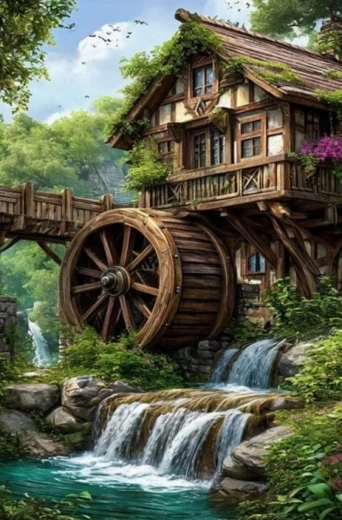 Norimpex pittura con diamanti mulino sul ruscello 30 × 40 cm