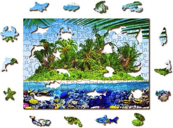 Puzzle in legno isola esotica del tesoro 2in1, 200 pezzi