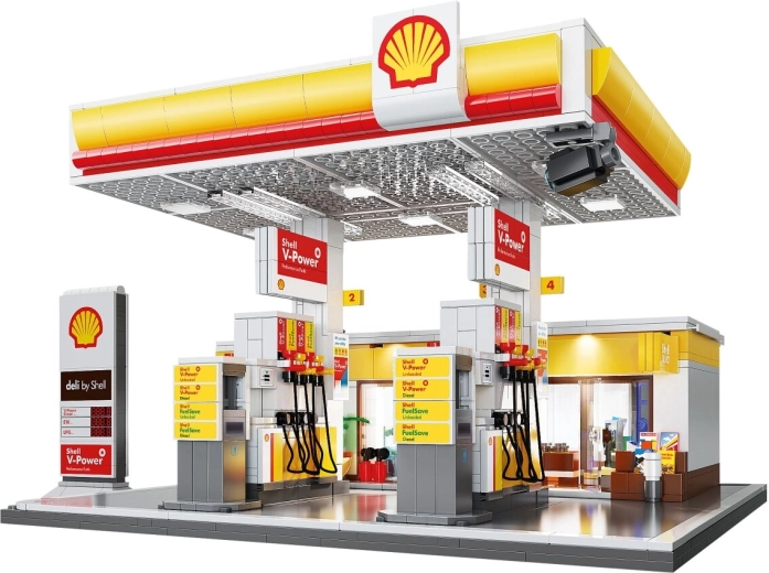 CaDA Stazione di servizio Shell con negozio e autolavaggio in scala 1:30