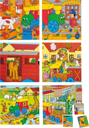 Cubi illustrati in legno Trenino 4x4
