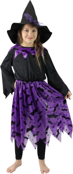 Costume da strega per bambina con pipistrelli e cappello – taglia S