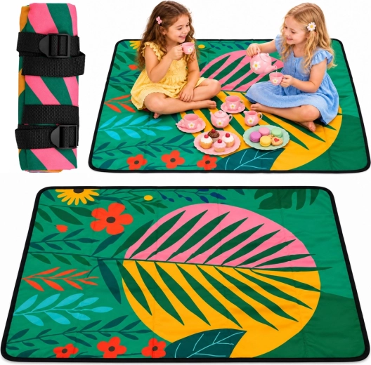 Coperta da picnic pieghevole da trekking con motivo tropicale 100 × 70 cm
