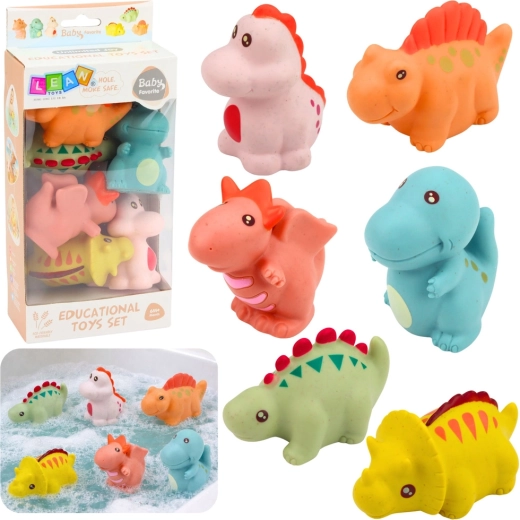 Set di dinosauri di gomma da bagno, pastello, 6 pz