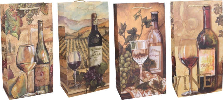 Borsa regalo per 2 bottiglie M, 18 × 35 × 9 cm, tutto l’anno