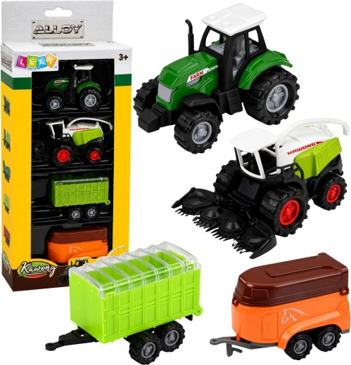 Set di veicoli agricoli 1:68 (4 pz) – trattore, trinciatrice e rimorchi