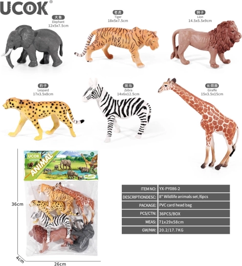 Set di figure di animali safari (6 pz)
