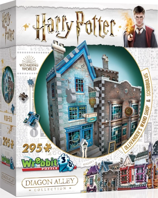 Puzzle 3D WREBBIT HARRY POTTER: Negozio di bacchette di Ollivander e Scribbulus – 295 pezzi