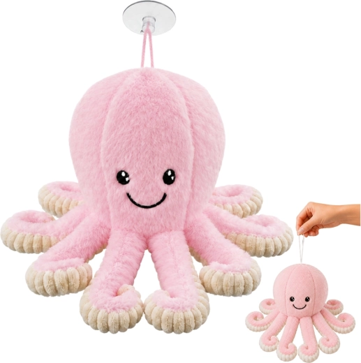 Polpo di peluche rosa con ventosa 16 cm - 1 pezzo