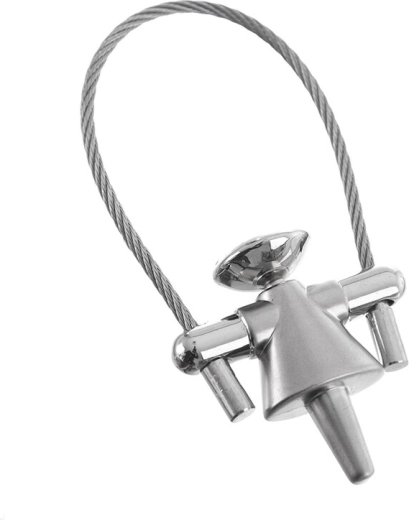 Portachiavi in metallo con cavetto – bambolina, 8 cm