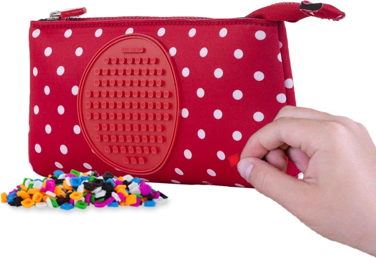 Astuccio grande Pixie Crew rosso con pois bianchi