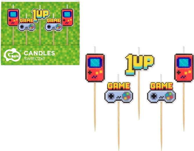 Candeline di compleanno Game On con topper 5 pz