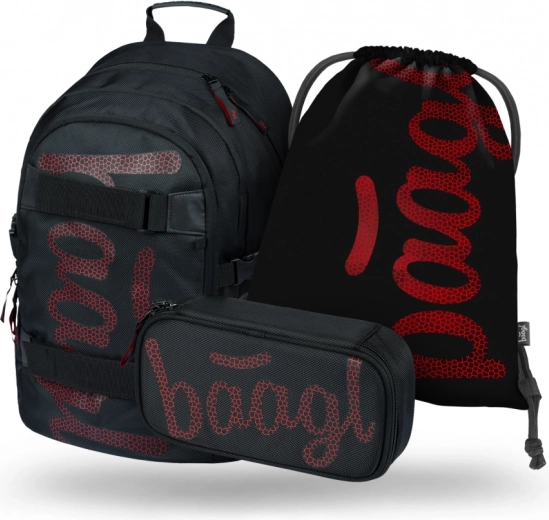 Set Scolastico BAAGL Skate Red: Zaino, Astuccio, Sacchetto