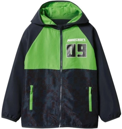 Giacca a vento per bambini Minecraft nero-verde