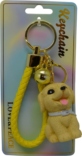 Portachiavi con ciondolo cane marrone seduto