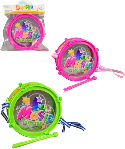 Tamburello in plastica per bambini 20 cm con 2 bacchette - 1 pezzo