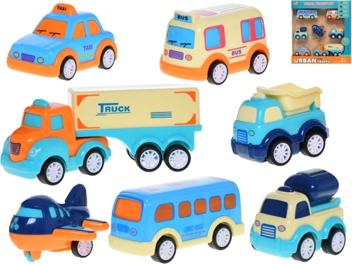 Set di veicoli con retrocarica e volano, 7 pz
